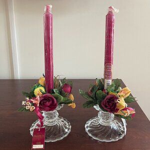 Fostoria Glass Clear 'Colony' Candlestick Holders (Set of 2) Vintage